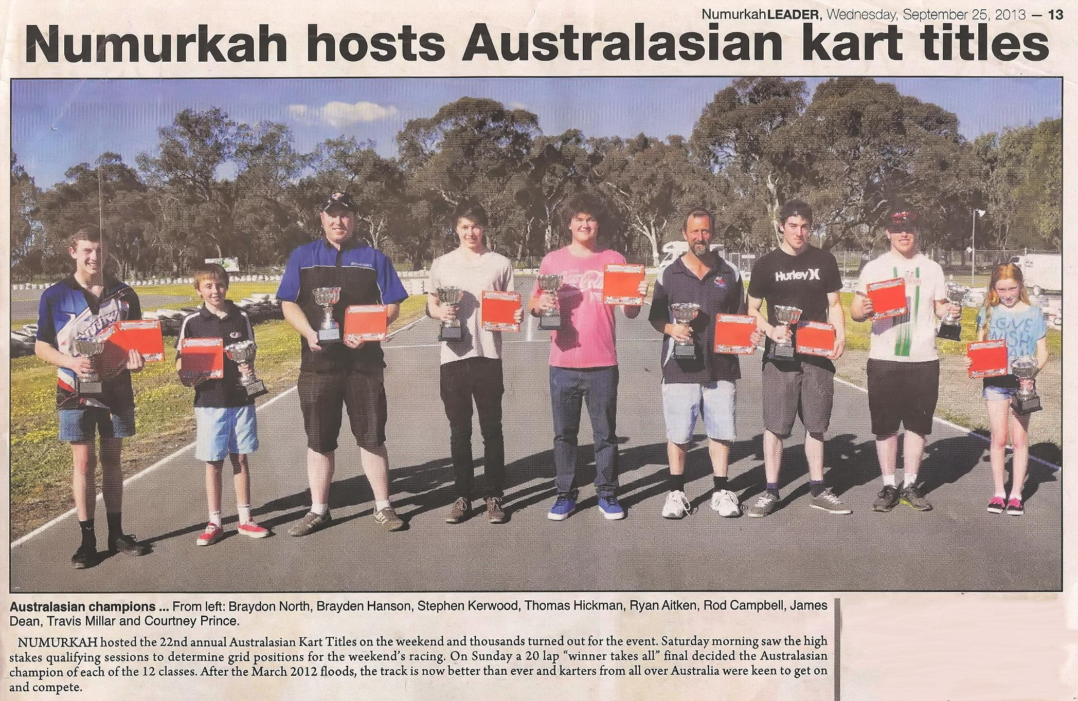Numurkah Local Paper Nov 2013 Australiasian Titles.